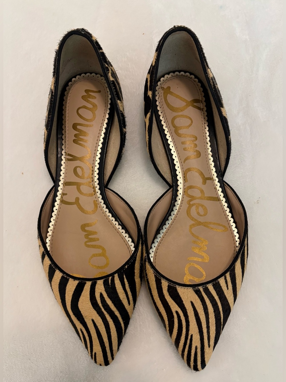 Sam Edelman Women’s Rodney D’Orsay Calf Hair Zebra Pattern Flats Size 7